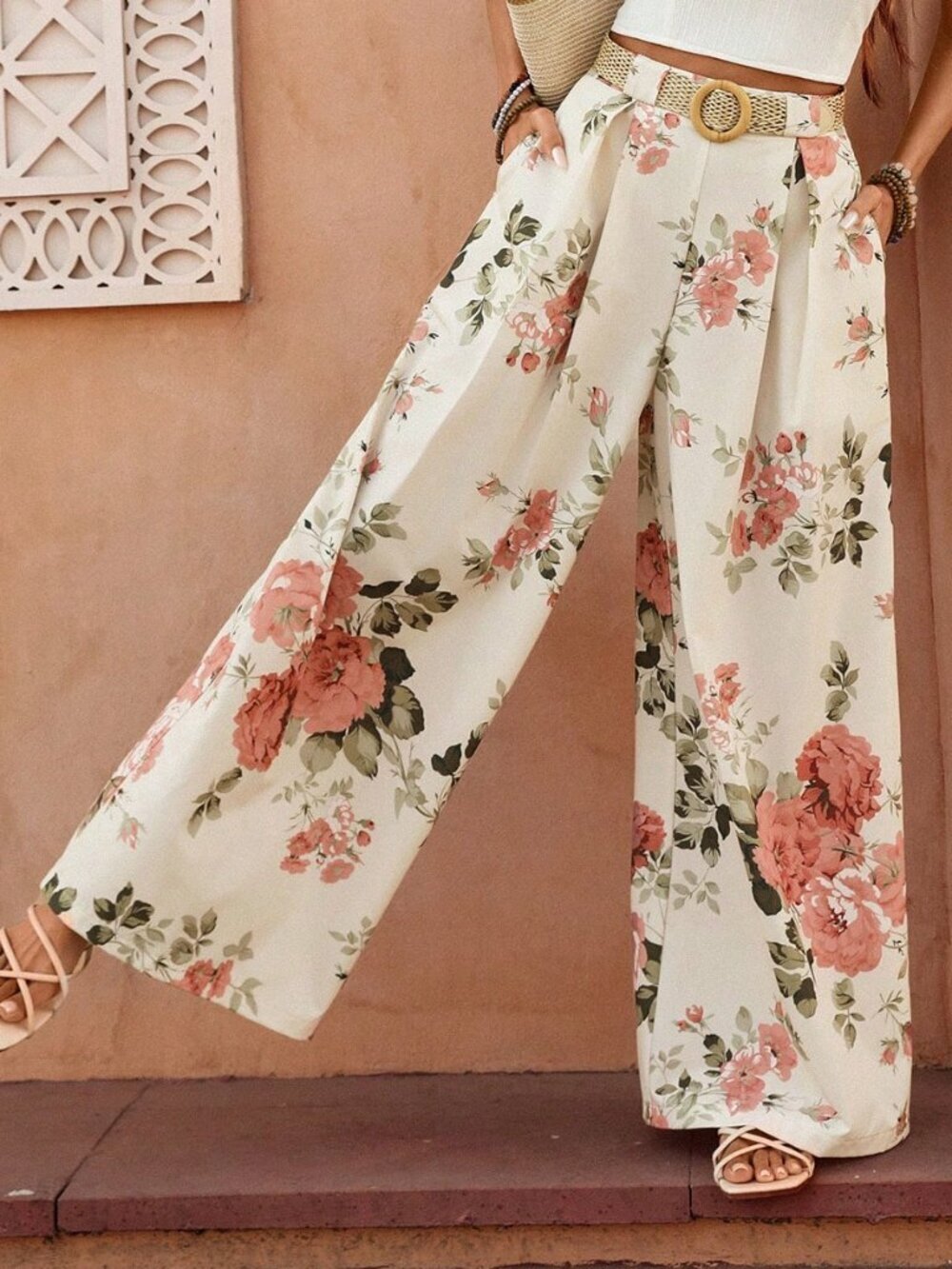 Multicolor Boho Women's Casual Wide-Leg Print Pants